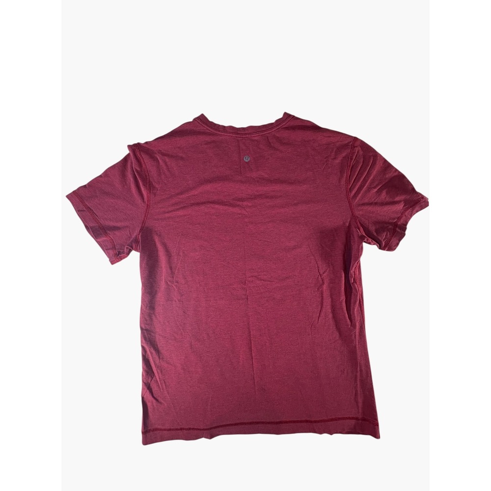 Lululemon V-Neck T-Shirt Mens M Burgundy Excellent Heathered Short Sleeve Tee - Picture 2 of 9